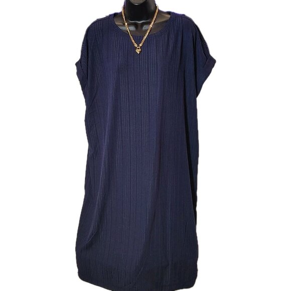 LuLaRoe Dresses & Skirts - Lularoe Chelsea Womens Size XL Navy Blue Ribbed Short Sleeve T-Shirt Dress ~ NWT